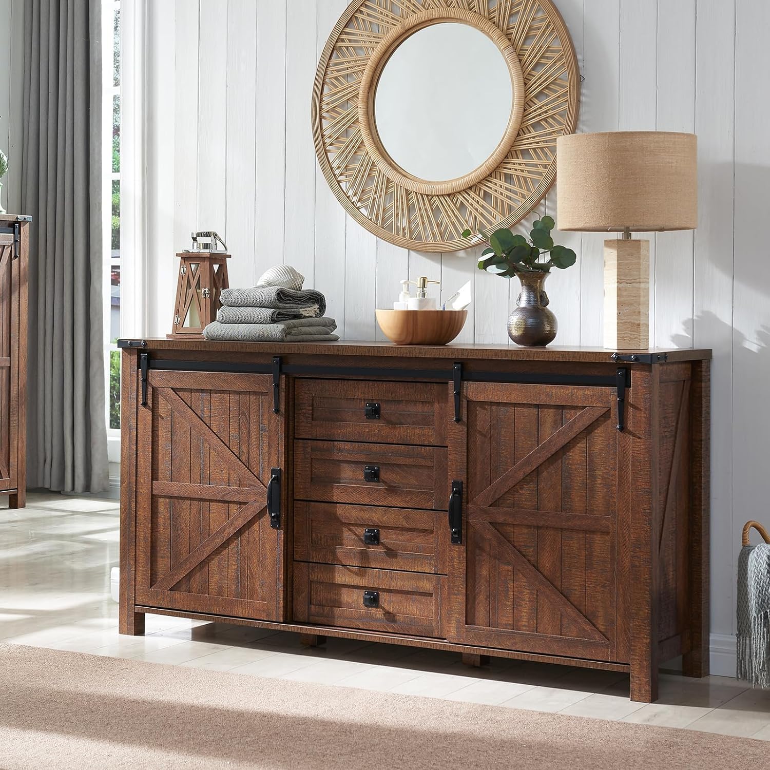 Farmhouse Sideboard Buffet Cabinet with Storage - 60