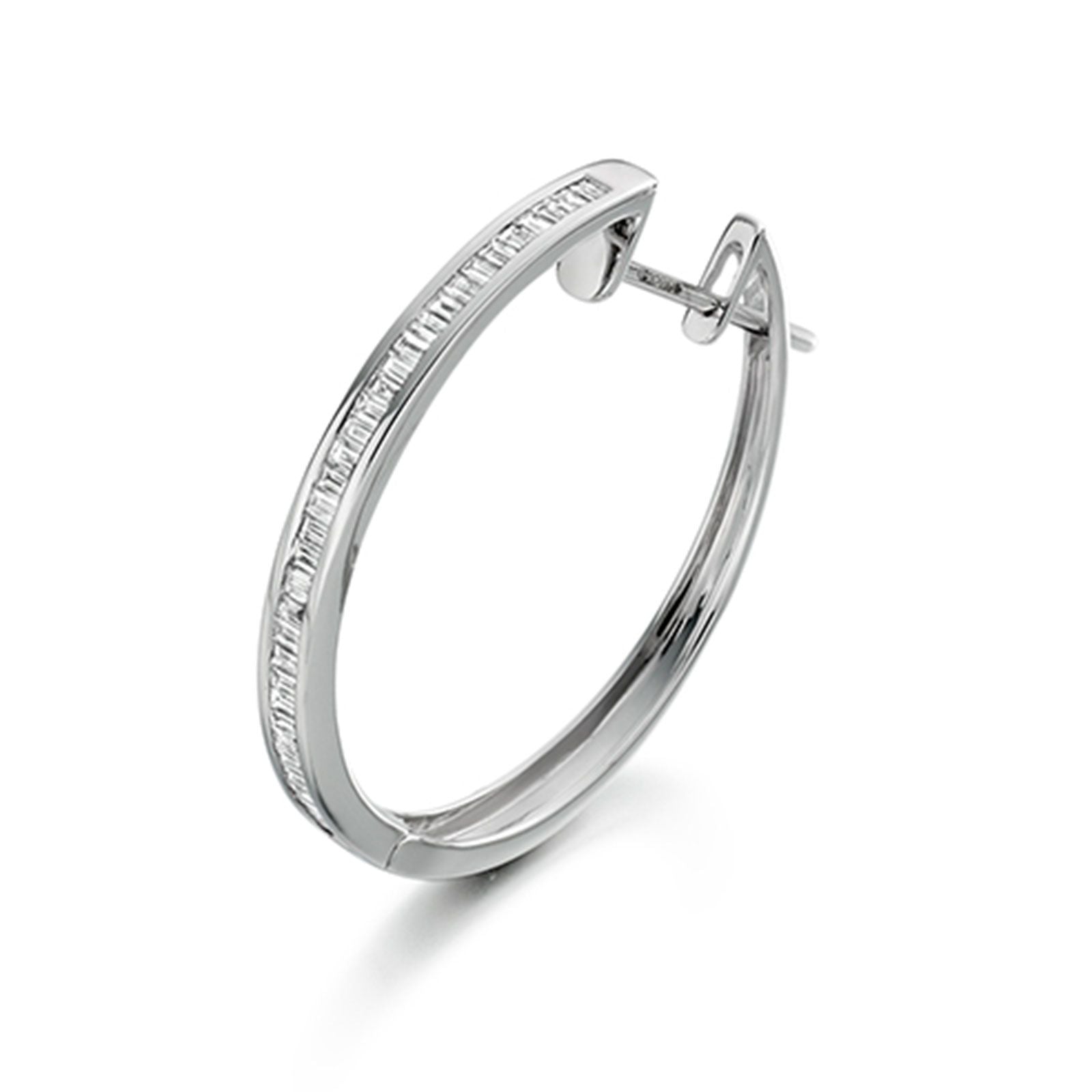 18ct White Gold G/H SI Baguette Cut Diamond Hoop Earrings 1.00ct - Elegant Everyday Jewelry for Women, Perfect for Work, Parties & Special Occasions