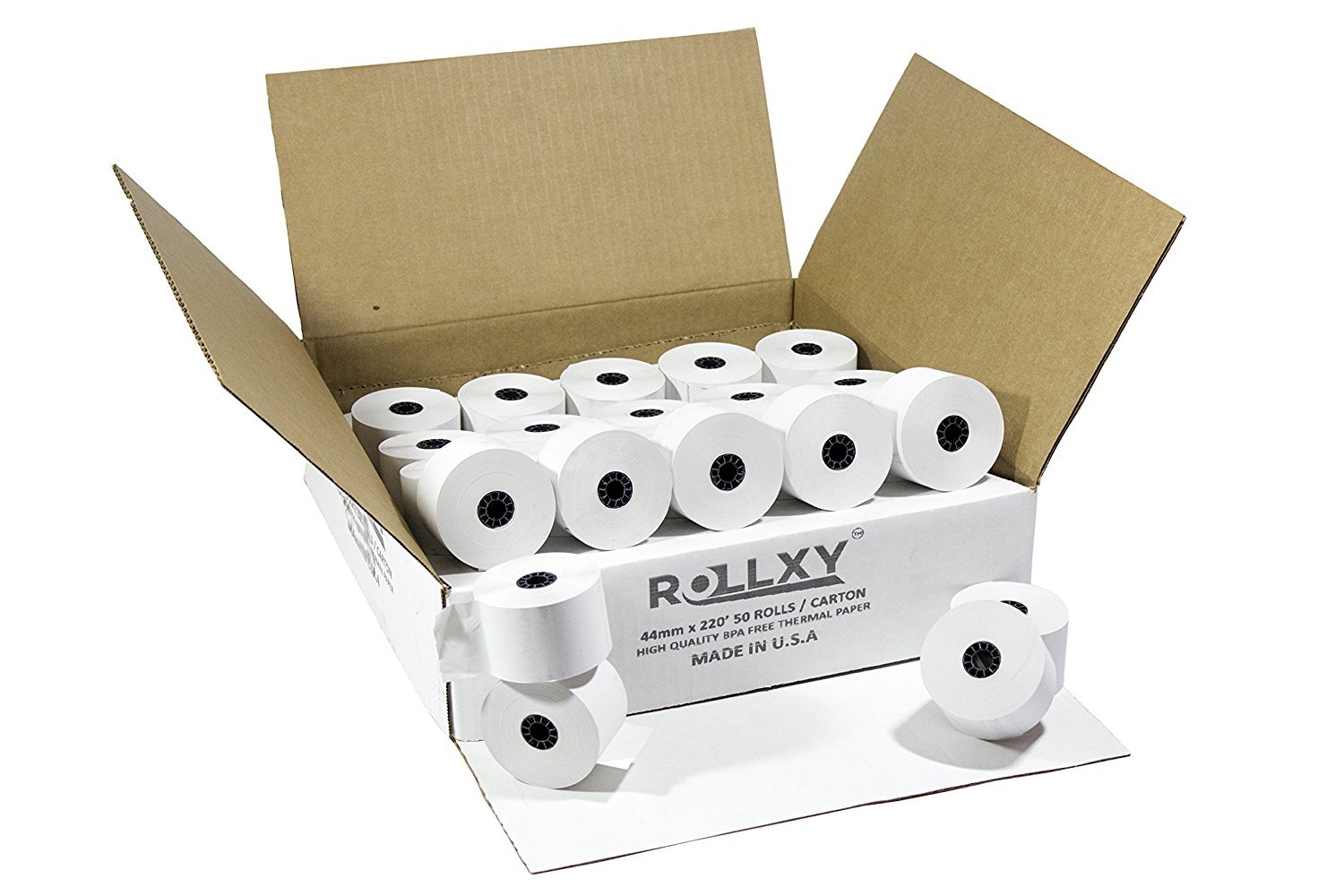 44mm x 220' Thermal Cash Register Rolls (50 Rolls) - Compatible with POS, ATM & Receipt Printers - Perfect for Retail Stores, Restaurants & Small Businesses