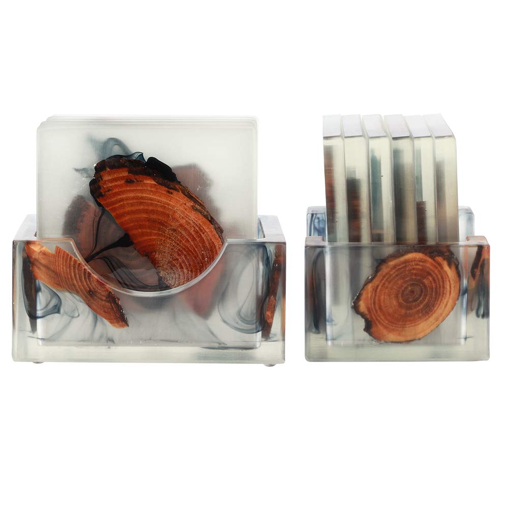 Eco-Friendly Non-Slip Drink Coasters Set - Heat Resistant Resin Table Mats for Kitchen, Dining Room & Office - Protect Furniture from Spills & Stains