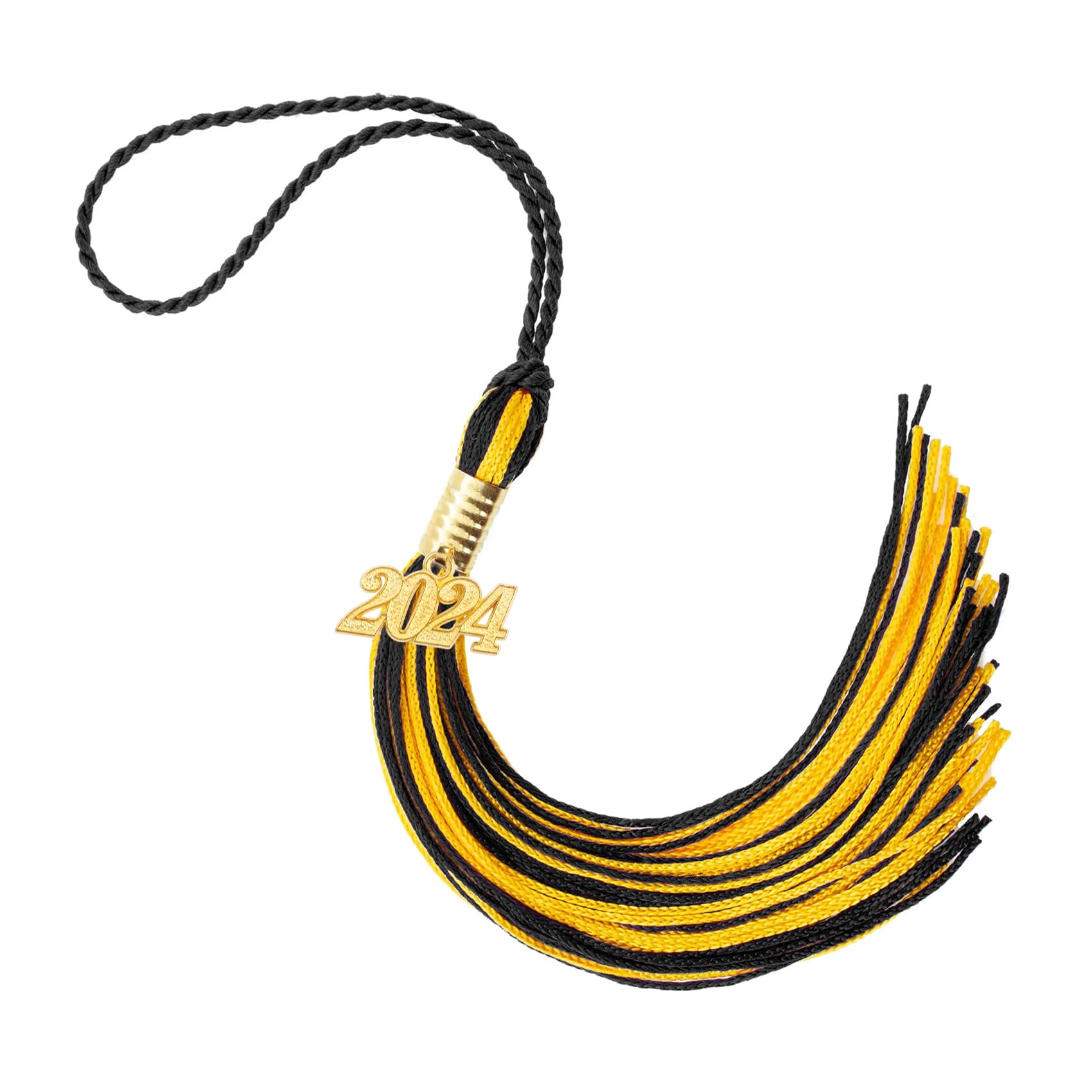 **2024 Graduation Tassel - Black & Gold Cap Tassel with Year Charm | Commencement Accessory for High School & College Graduation Ceremonies**