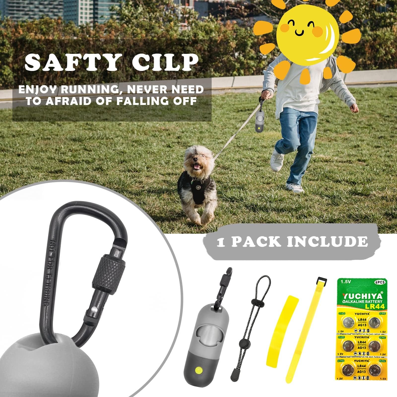 LED Flashlight Dog Poop Bag Holder with Leak-Proof Waste Bags | Portable Pet Waste Dispenser for Leash | Grey & Black Doggie Potty Accessories (2 Holders + 30 Bags) - Perfect for Night Walks, Park Visits & Outdoor Adventures