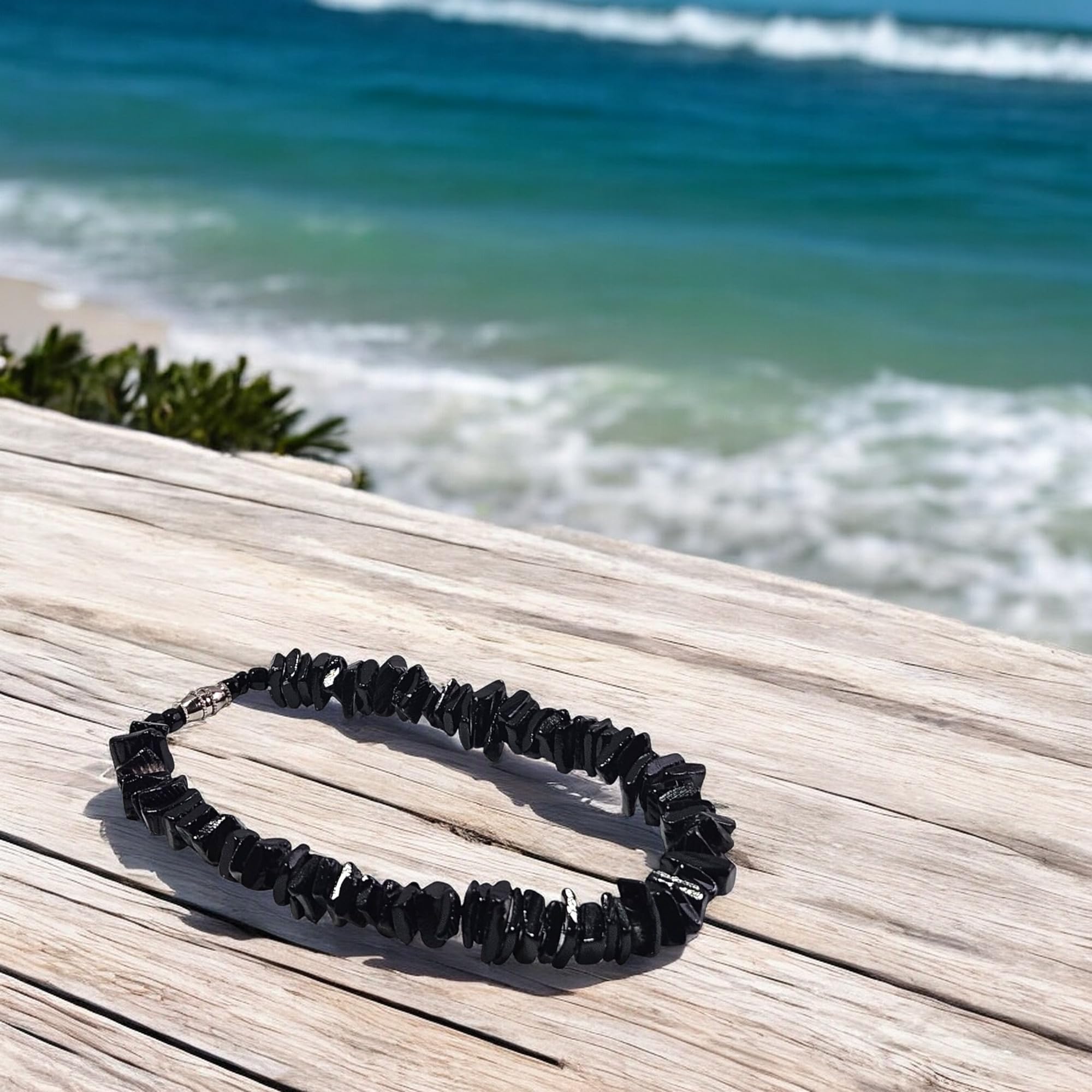 BlueRica Puka Shell Chips Necklace & Anklet Set - Natural Beach Jewelry for Women, Summer Boho Accessories, Perfect for Vacation, Music Festivals and Beach Parties