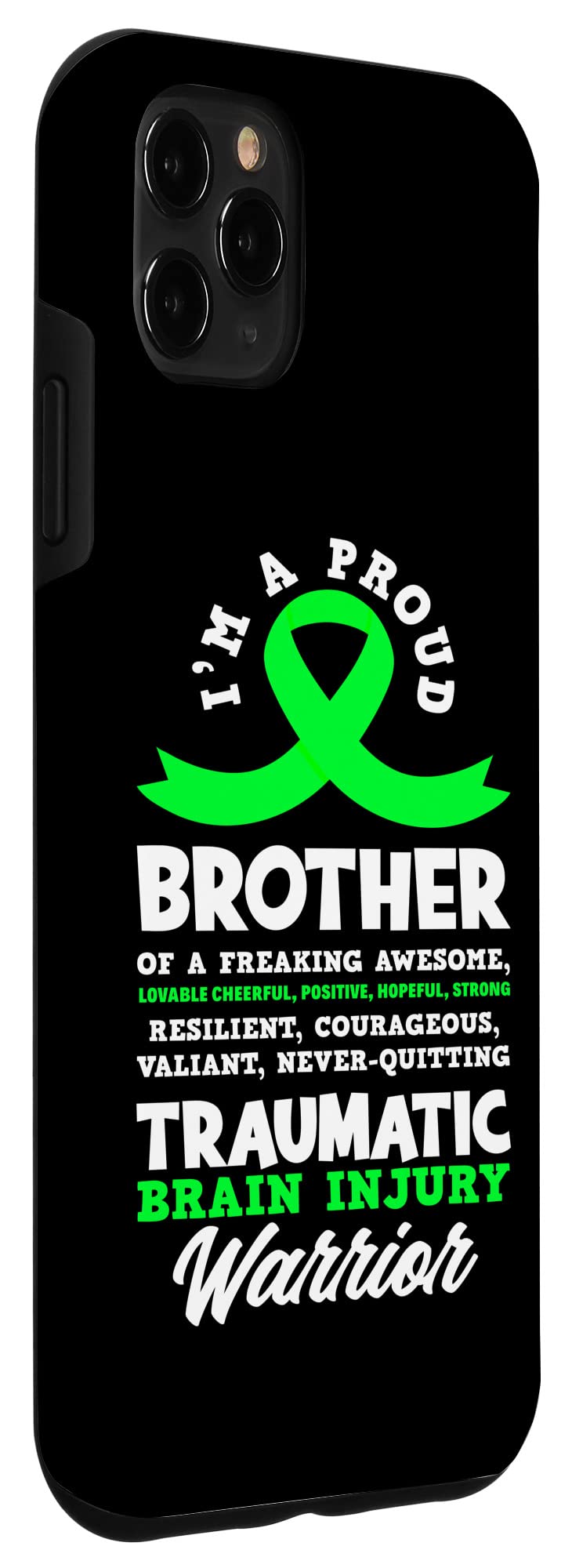 iPhone 11 Pro Max Case - Premium Protective Cover with 'Proud Brother' & Traumatic Brain Injury Awareness Design | Perfect for Daily Use, Work & Showing Support