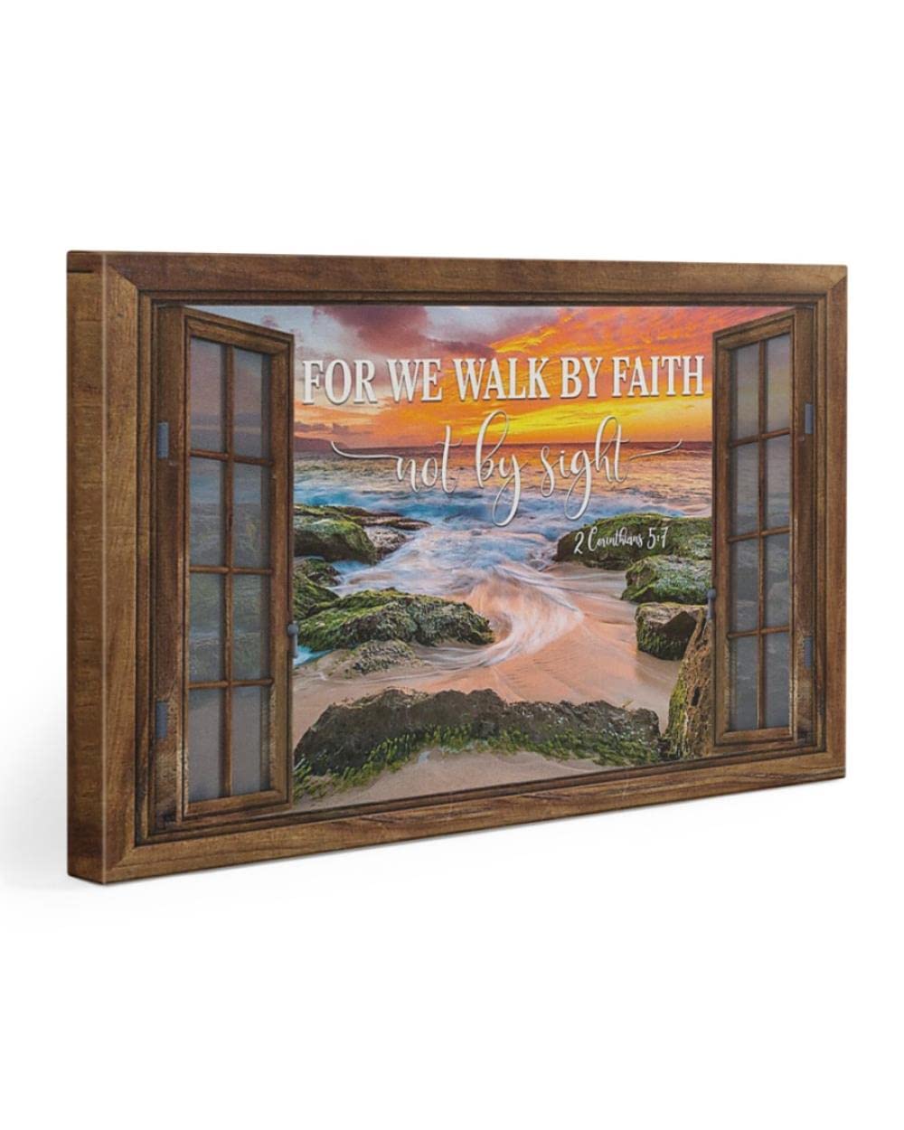 Inspiring 'For We Walk By Faith Not By Sight' Christian Canvas Wall Art - Jesus Religious Home Decor for Living Room, Bedroom & Church