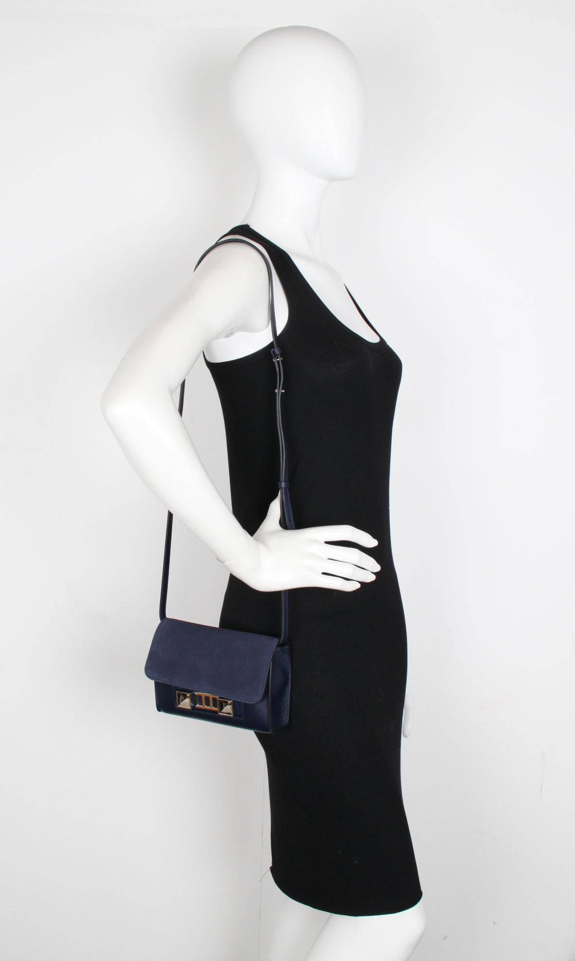 PS11 WOS Suede & Grain Leather Handbag in Indigo Blue - Stylish Crossbody Bag for Women, Perfect for Work, Travel & Evening Out