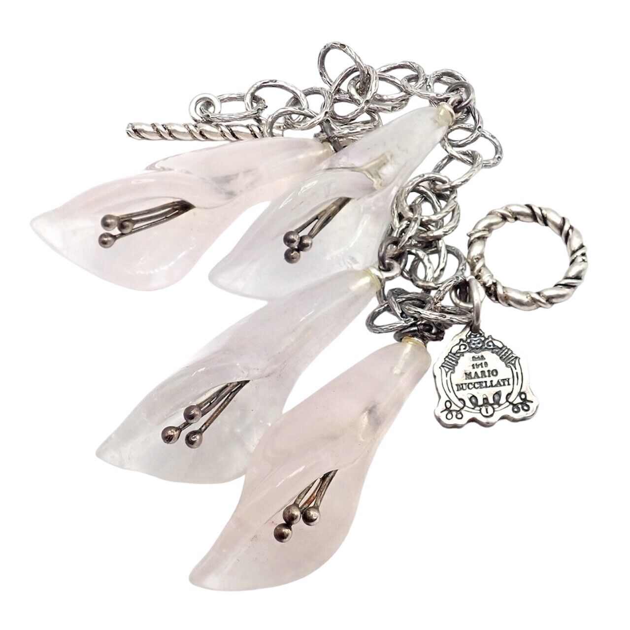 Vintage Mario Buccellati Sterling Silver Quartz Calla Lily Bracelet - Elegant Antique Jewelry for Women, Perfect for Weddings & Special Occasions