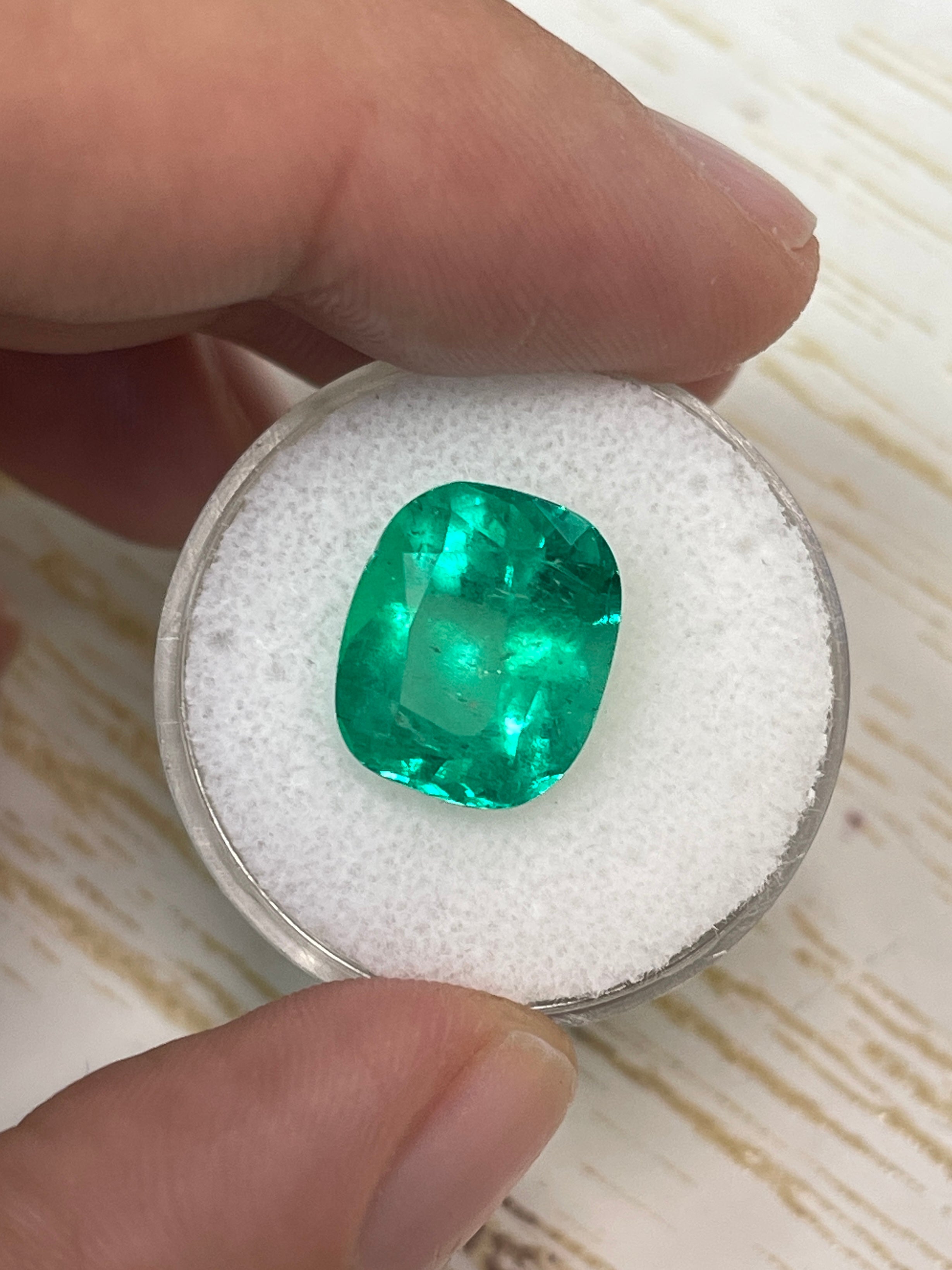 7.08 Carat 13x11mm Muzo Green Natural Colombian Loose Emerald Gemstone - Cushion Cut for Jewelry Making, Engagement Rings & Luxury Gifts