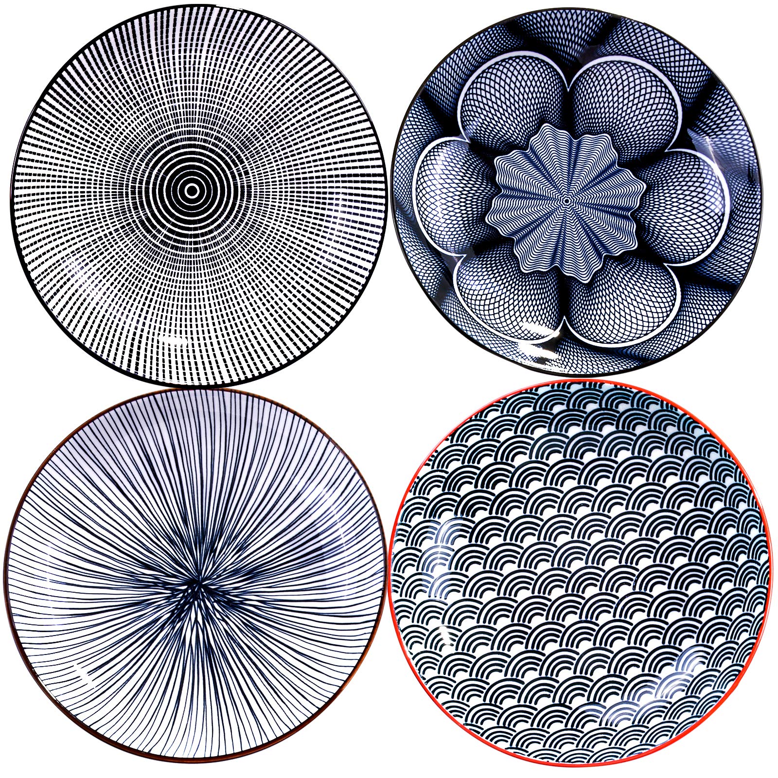 7 Inch Ceramic Dinner Plates Set of 4 - Durable Porcelain Plates for Meals, Appetizers, Fried Eggs & Chicken Wings - Perfect for Dining, Restaurants, Catering & Home Kitchen Use