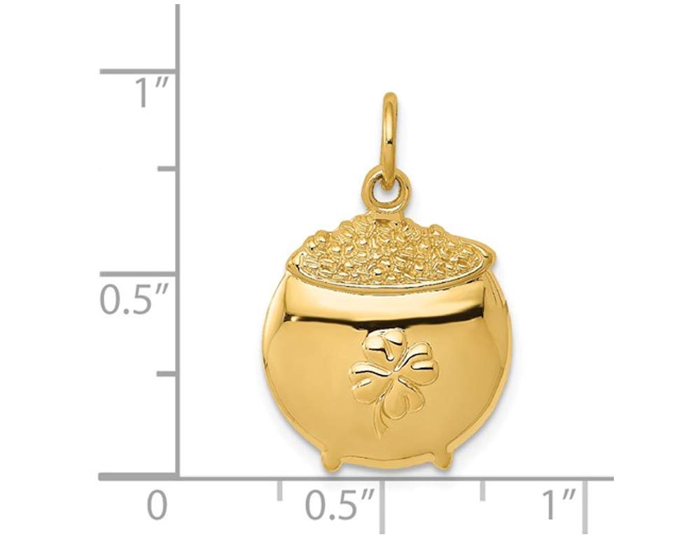 14K Yellow Gold Pot of Gold Charm Pendant Necklace with 18