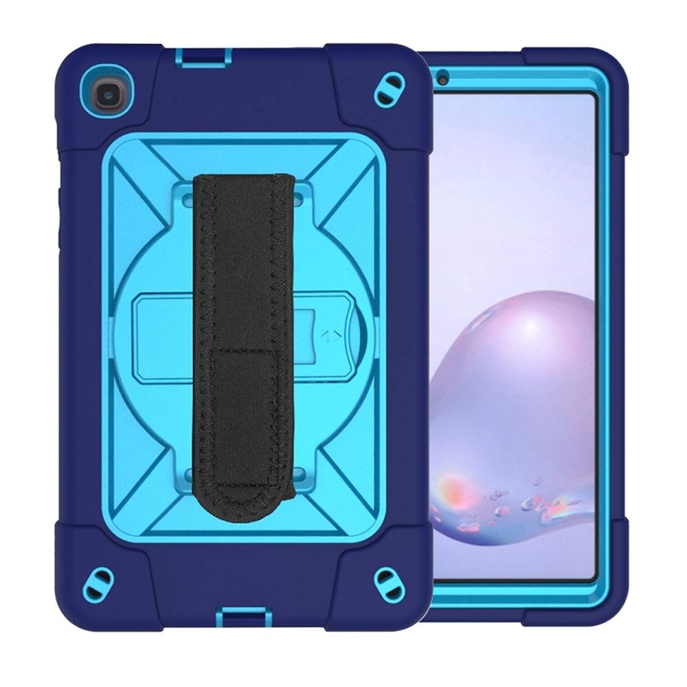 Samsung Galaxy Tab A8.4 (2020) T307 Shockproof Case - Navy Blue Hybrid Silicone + PC Protective Cover with Stand & Stylus Holder | Perfect for Travel, Work & School Use