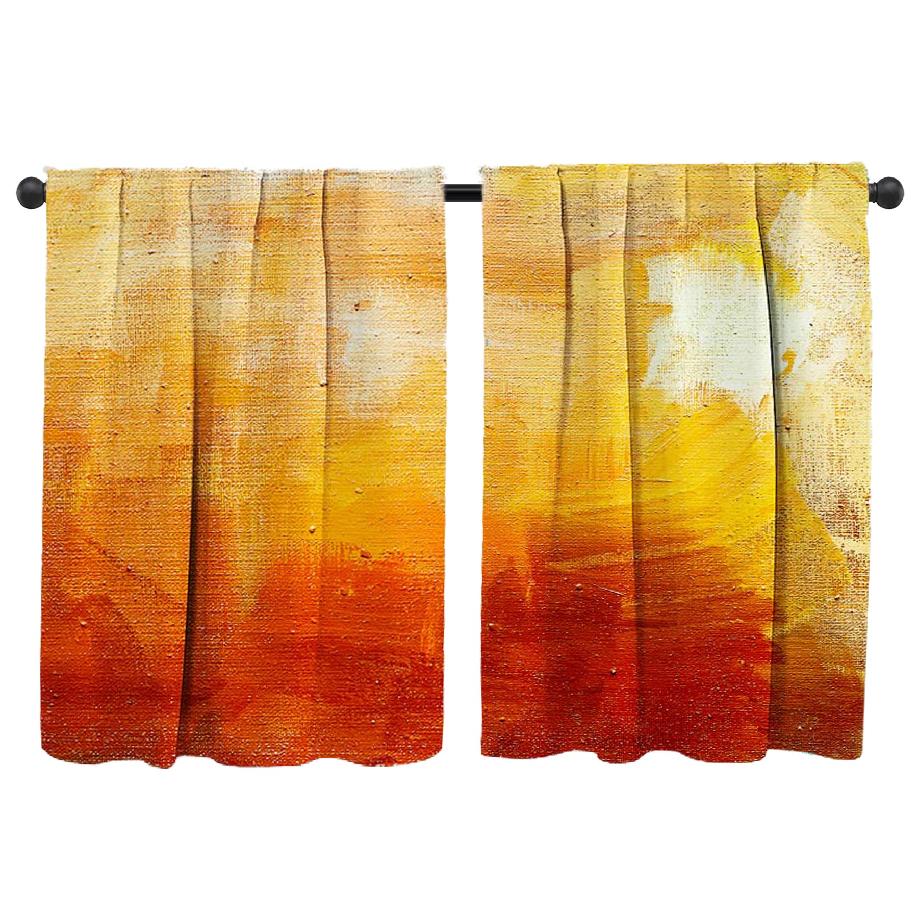 Jacrane Red Yellow Orange Farmhouse Kitchen Curtains Set - 29 x 36 Inch 2 Panel Printed Tier Curtains with Rod Pocket for Small Windows | Perfect for Bathroom, Living Room & Dining Room Decor | Country Style Window Treatments for Cozy Home Atmosphere