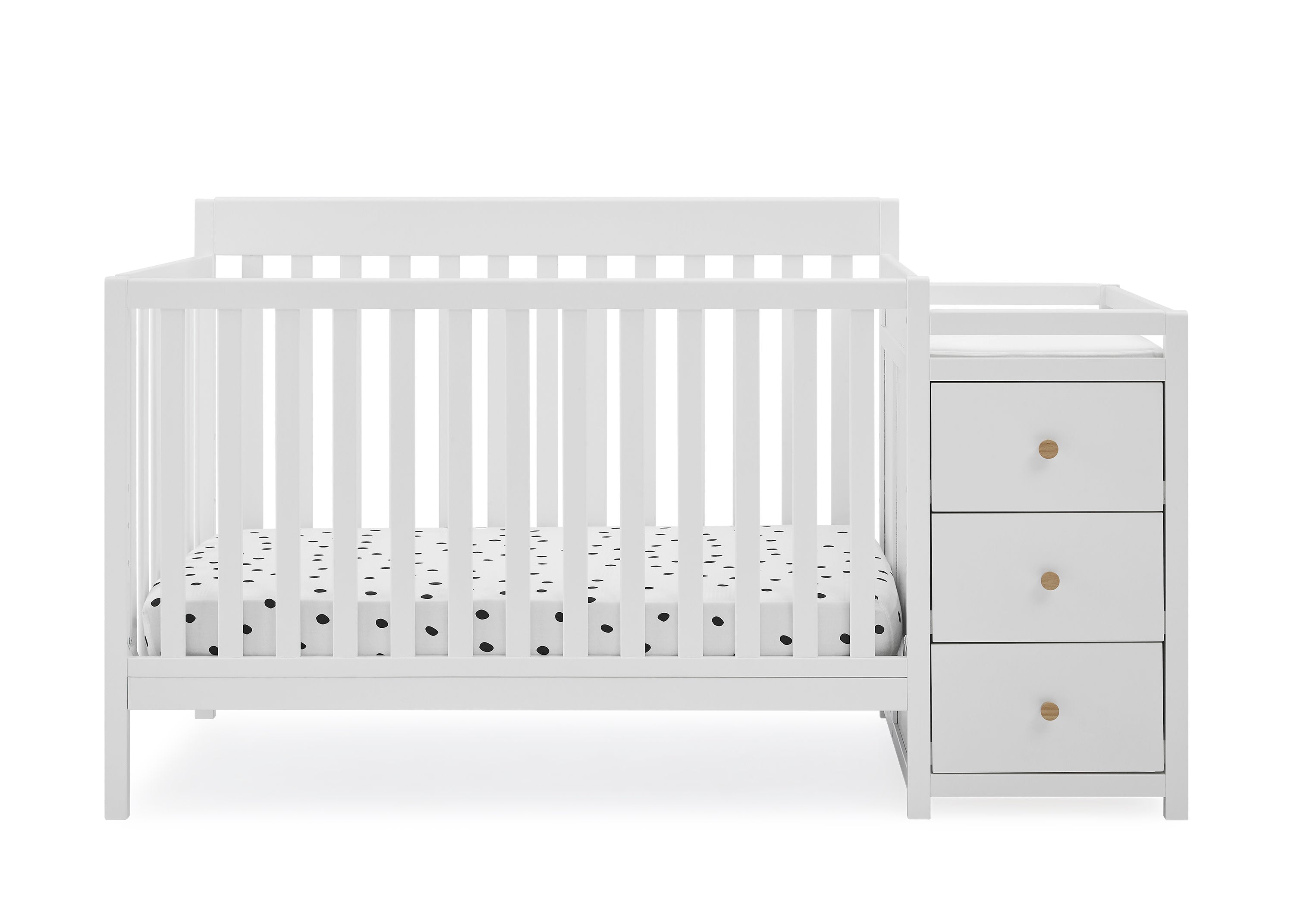 Flynn 5-in-1 Convertible Baby Crib with Changer - Nursery Furniture Set for Newborn to Toddler | Perfect for Small Spaces & Modern Nurseries