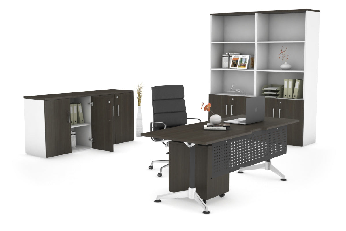 Premium Executive Office Desk Blackjack - 1800L x 800W with Cable Management Scallop - Modern Large Workstation for Home Office & Corporate Spaces