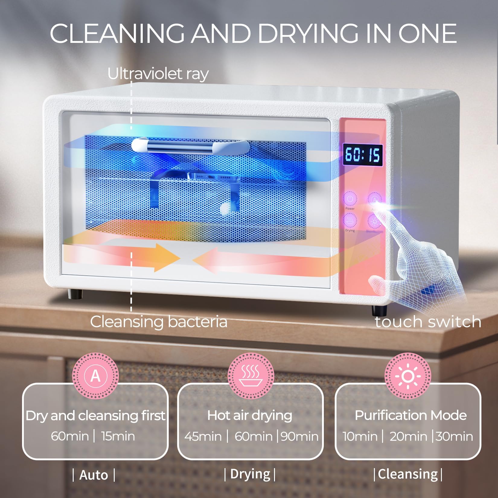 UV Light Nail Tool Cleaning Machine - 6L 110V 160W Dry Heat Sanitizer Cabinet for Manicure & Barber Salon Tools | Professional UV Sterilizer for Nail Files, Clippers & Beauty Equipment | Perfect for Salon Hygiene & Home Use
