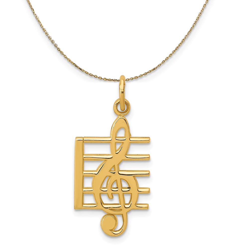 14k Yellow Gold Treble Clef Necklace - Elegant Music Jewelry Gift