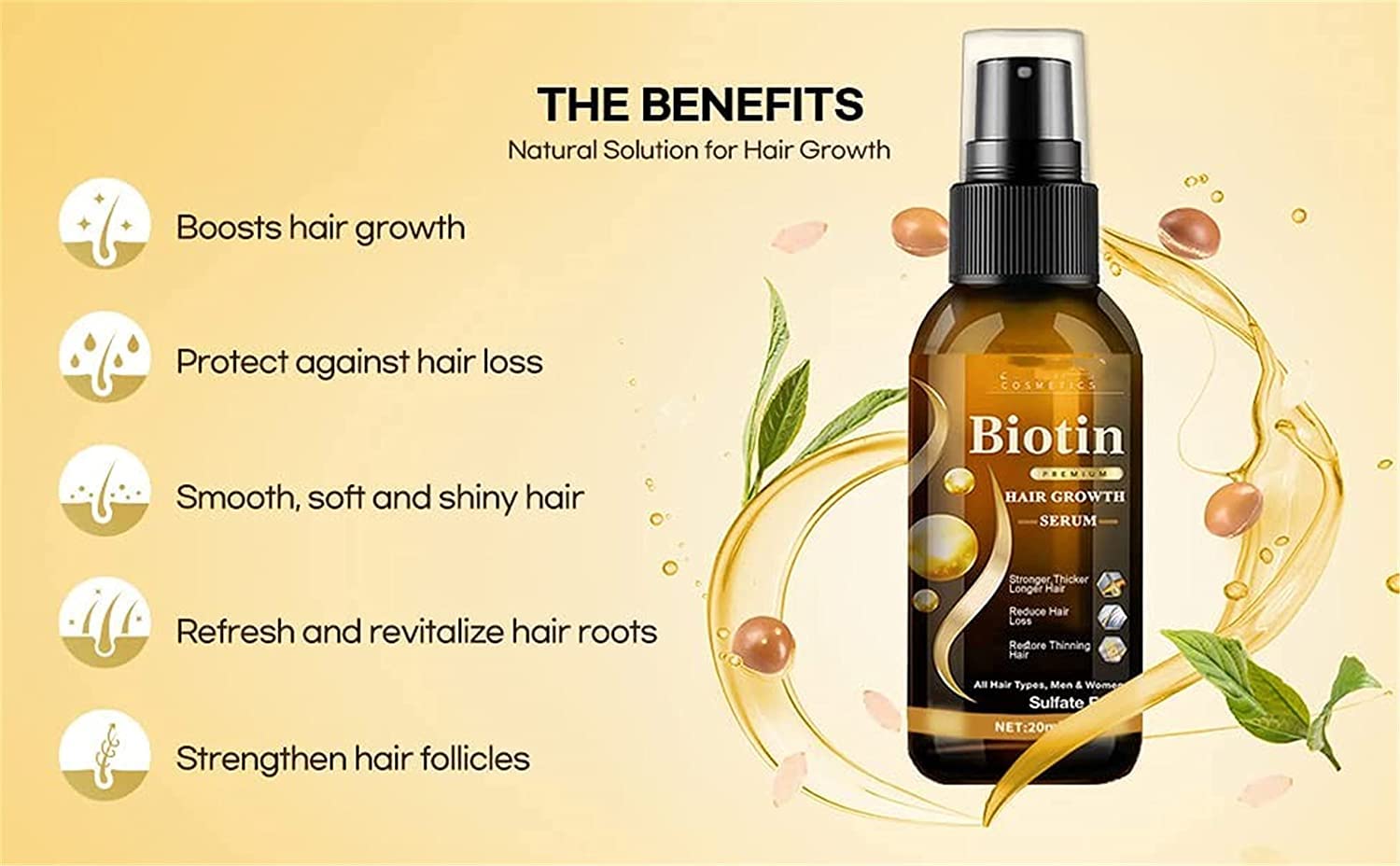 Re'Awaken Biotin Hair Growth Serum & Beard Spray - Hair Loss Treatment for Women & Men | Reduces Hair Loss, Promotes Regrowth & Restores Thinning Hair (3 Pack) | Perfect for Daily Hair Care Routine & Styling