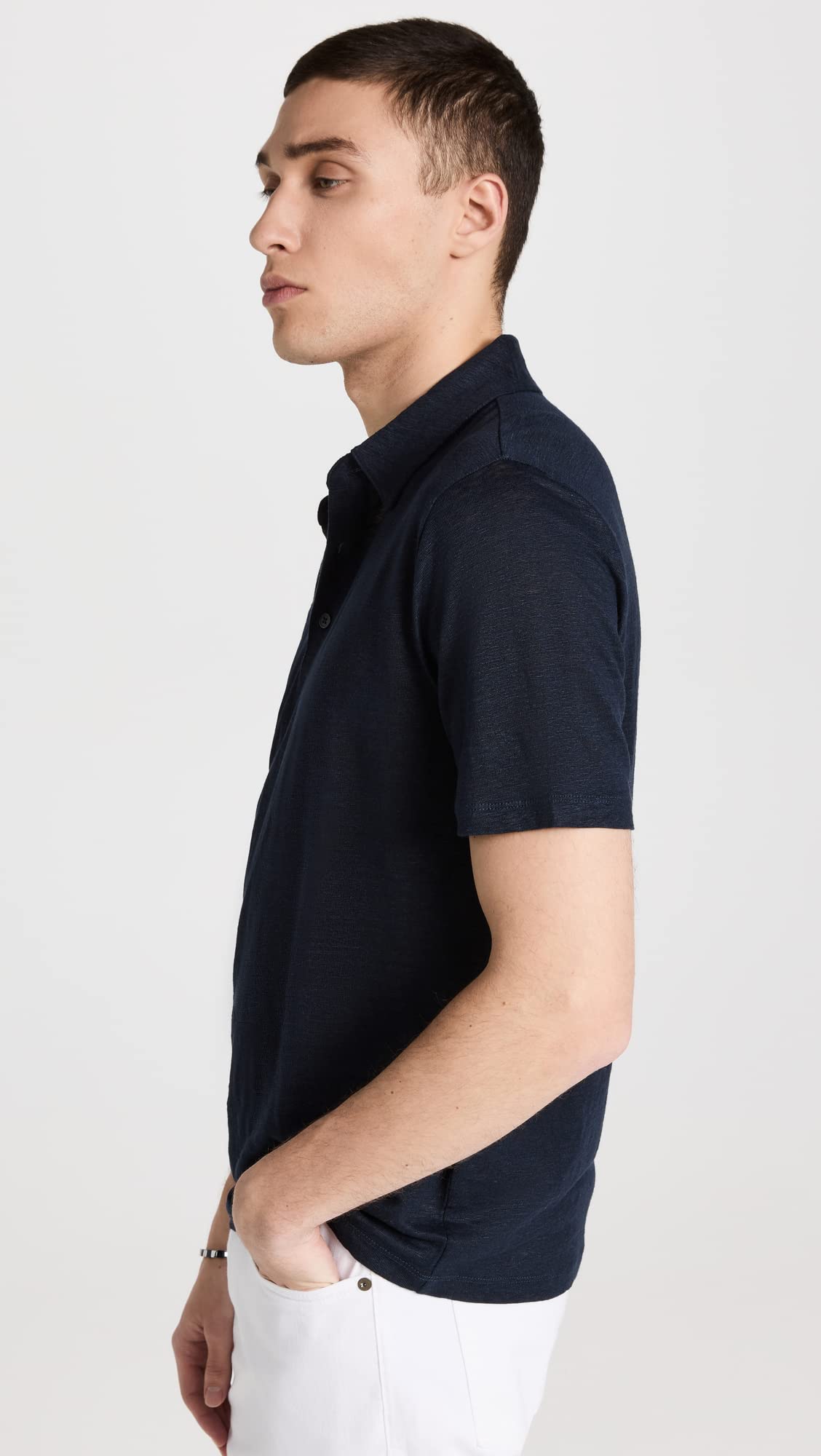 Vince Men's Premium Linen Polo Shirt - Breathable Summer Casual Button-Up Top for Golf, Beach & Business Casual Wear