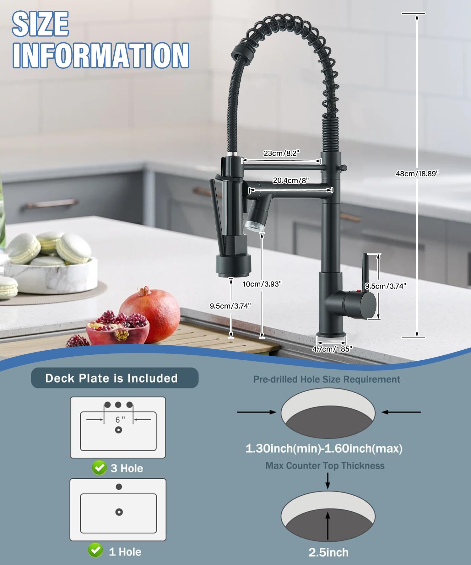 NeierThodore LED Kitchen Faucet - Stainless Steel Single Handle Single Hole Sink Faucet with Pull Down Sprayer, Matte Black Finish - Perfect for Modern Kitchens & Bar Sinks