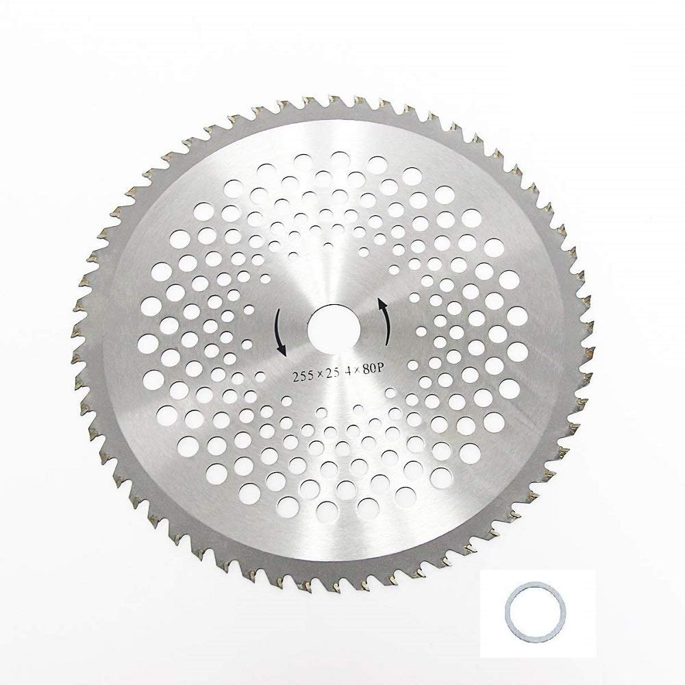 10 Inch 80T Carbide Tip Blade with Washer Adapter - Heavy Duty Brush Cutter Trimmer Weed Eater Replacement Blade for Landscaping, Lawn Care & Gardening
