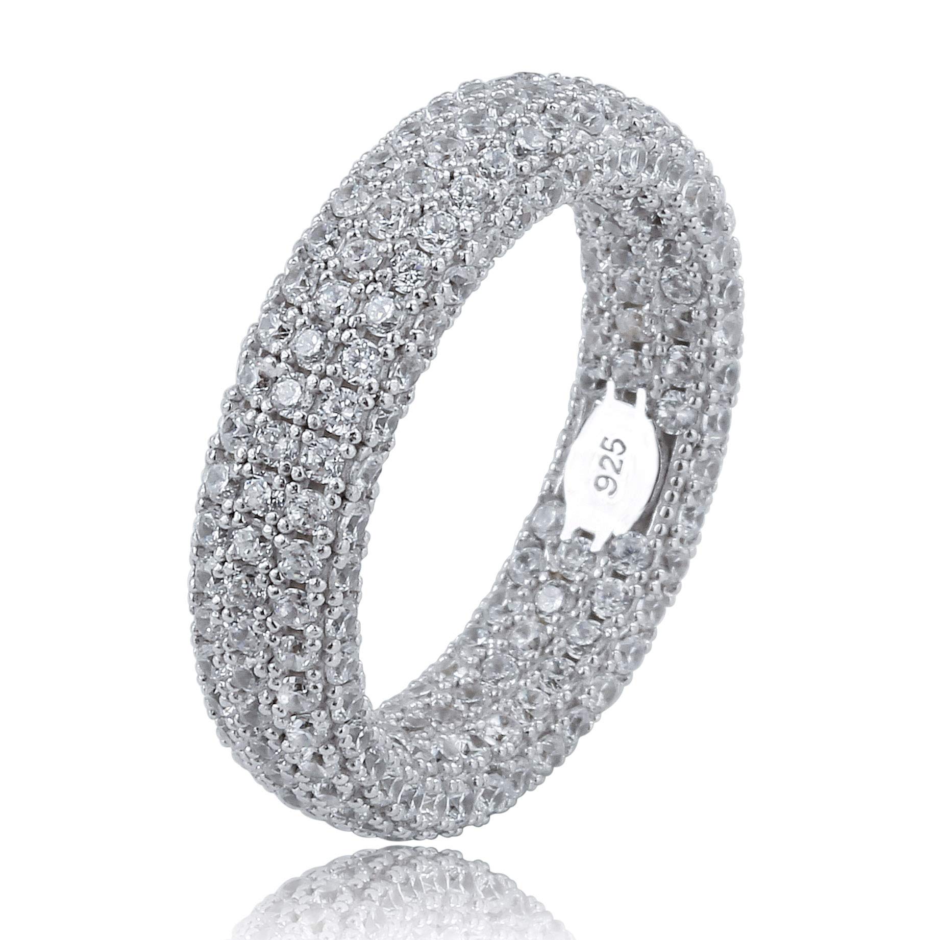 TOPGRILLZ 6mm 925 Sterling Silver Iced Out Diamond Wedding Band Ring for Men & Women - Perfect Engagement Ring, Anniversary Gift & Luxury Jewelry for Special Occasions