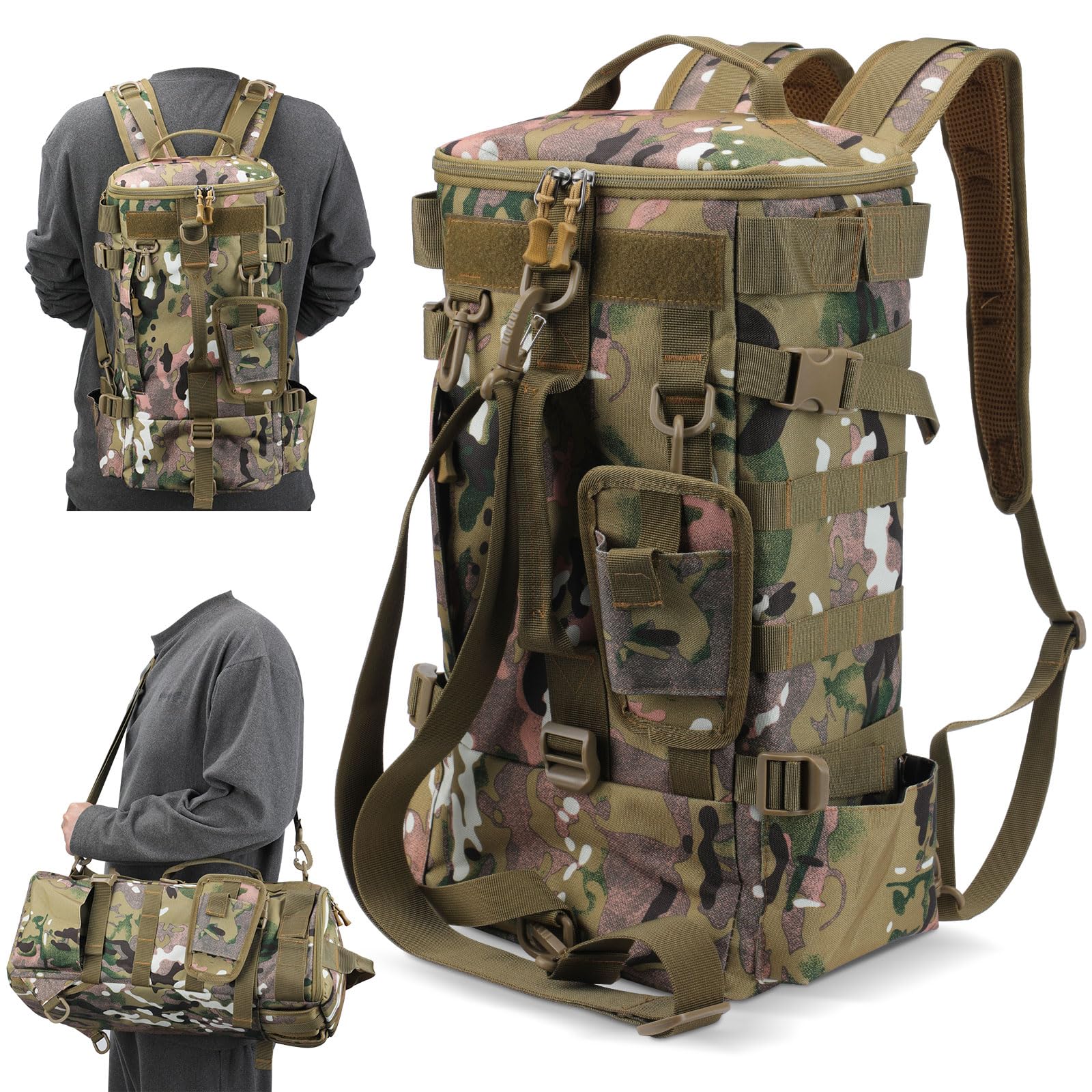 **Military Tactical Fishing Backpack - Waterproof Camouflage Gear Bag for Fishing, Hiking, Camping & Hunting | Durable Multifunctional Tackle Storage with MOLLE System | Perfect for Outdoor Adventures & Survival Trips**