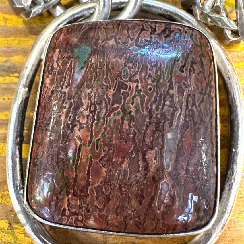 Vintage Heavy 950 Sterling Silver Dinosaur Bone Necklace - Authentic Lapidario Barrera Jewelry for Men & Women | Perfect for Gifts, Parties & Unique Fashion Statements