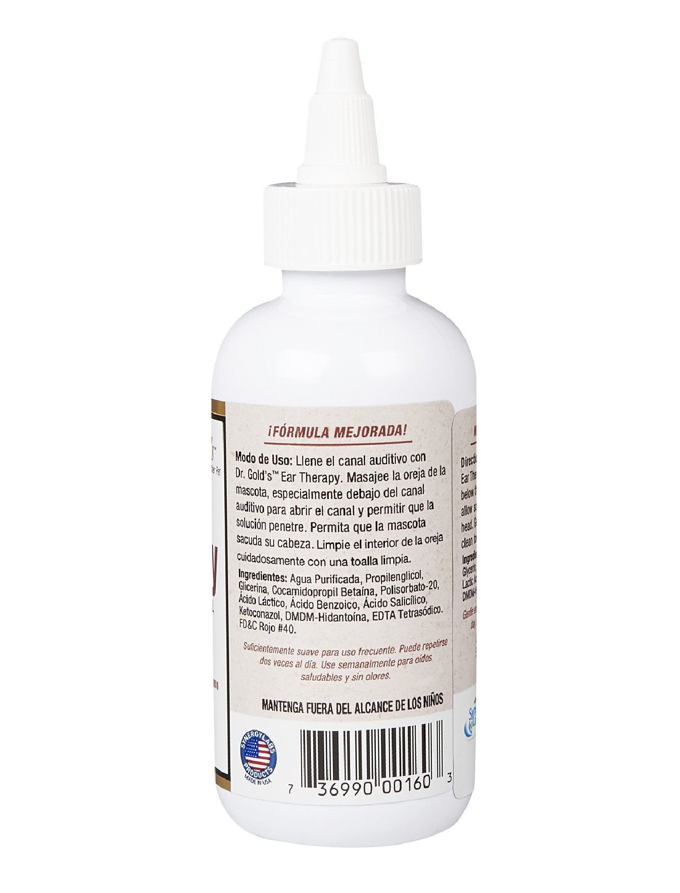 Dr. Gold's Ear Therapy for Dogs & Cats - 4oz (118ml) - Gentle Ear Cleaner Solution for Itchy, Smelly Ears - Soothes Infections & Removes Wax - Perfect for Regular Ear Care & Allergy Relief