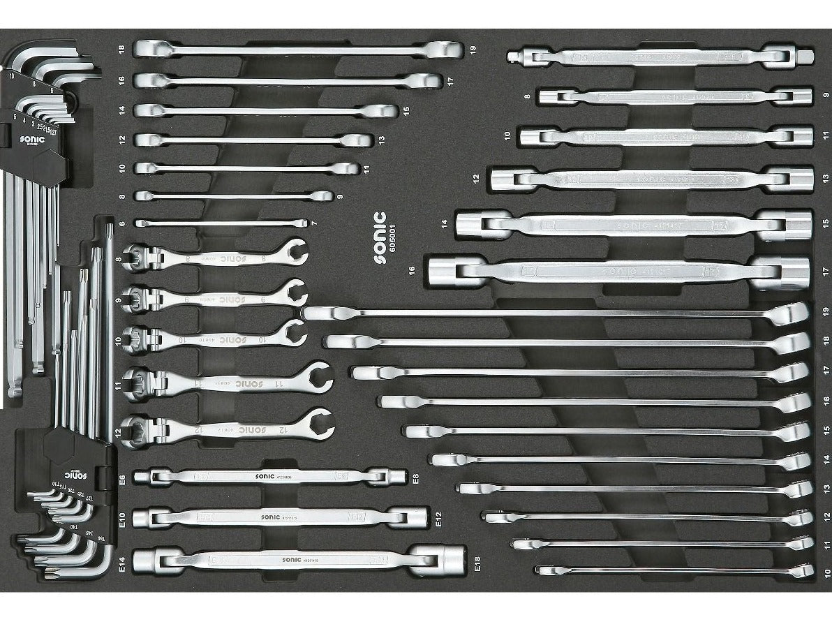 50-Piece Sonic Foam System Wrench Set - 26 (Medium) - Professional Mechanic Tool Kit for Auto Repair & Home Improvement Projects