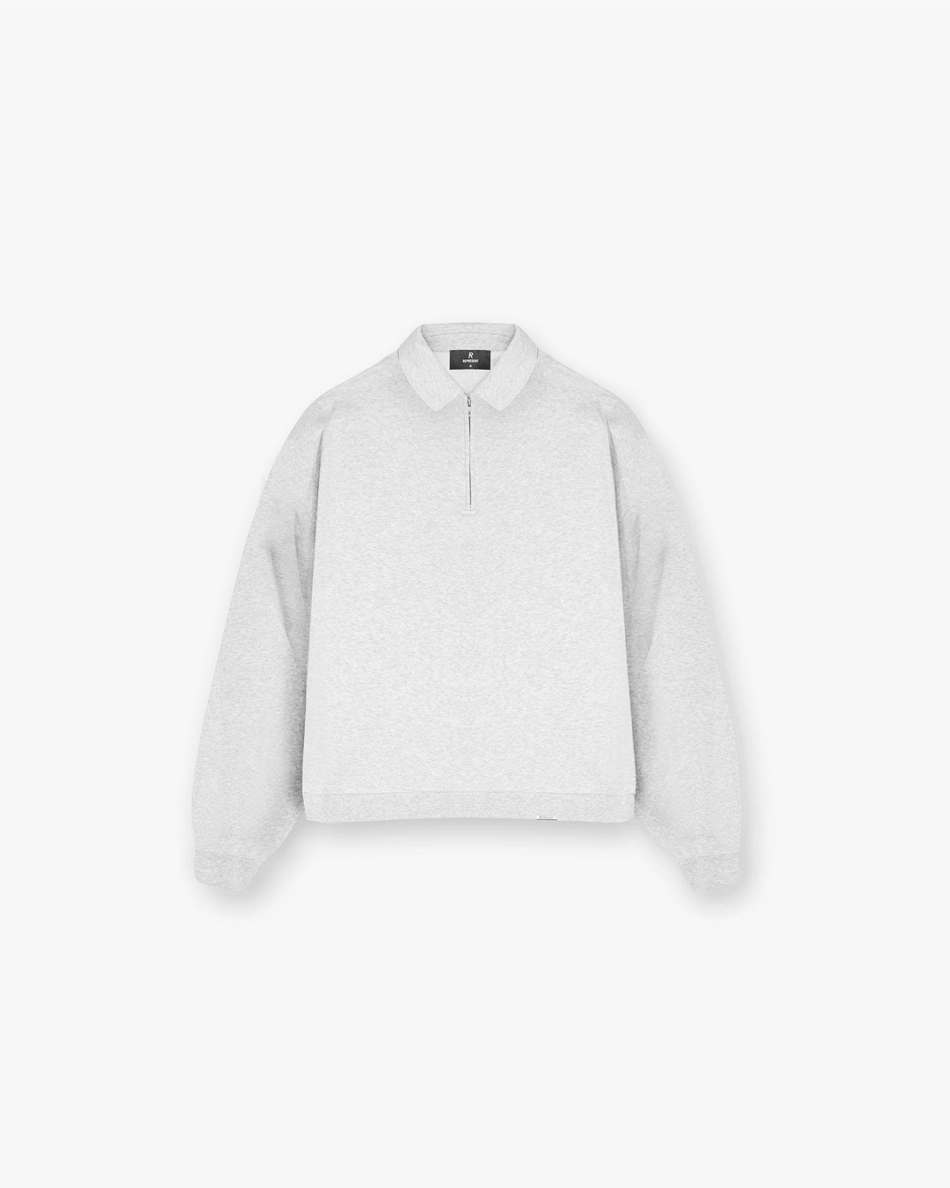 Initial Boxy Quarter Zip Sweatshirt | Ice Grey Marl | Casual Pullover for Men & Women | Perfect for Layering, Gym, and Everyday Wear