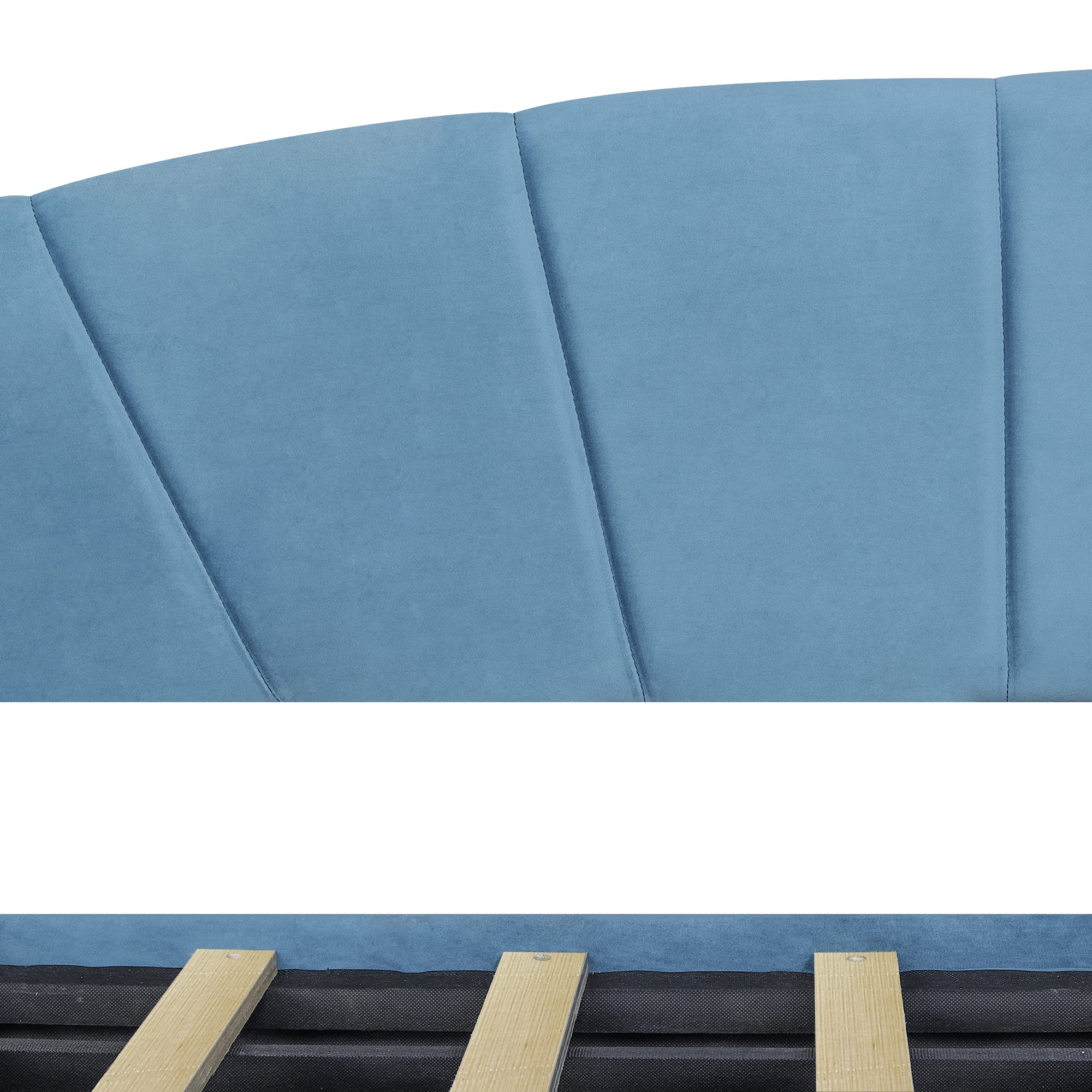 Merax Twin Size Upholstered Daybed with 2 Drawers & Wood Slat Support - Blue Fabric Sofa Bed Frame for Small Spaces, Guest Room & Dormitory