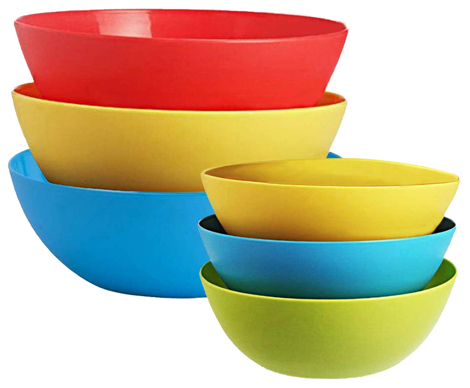 Kuber Industries 6-Piece Microwave Safe Plastic Mixing Bowl Set - 500ml & 1000ml (Multicolor) - Ideal for Baking, Cooking, Meal Prep & Food Storage