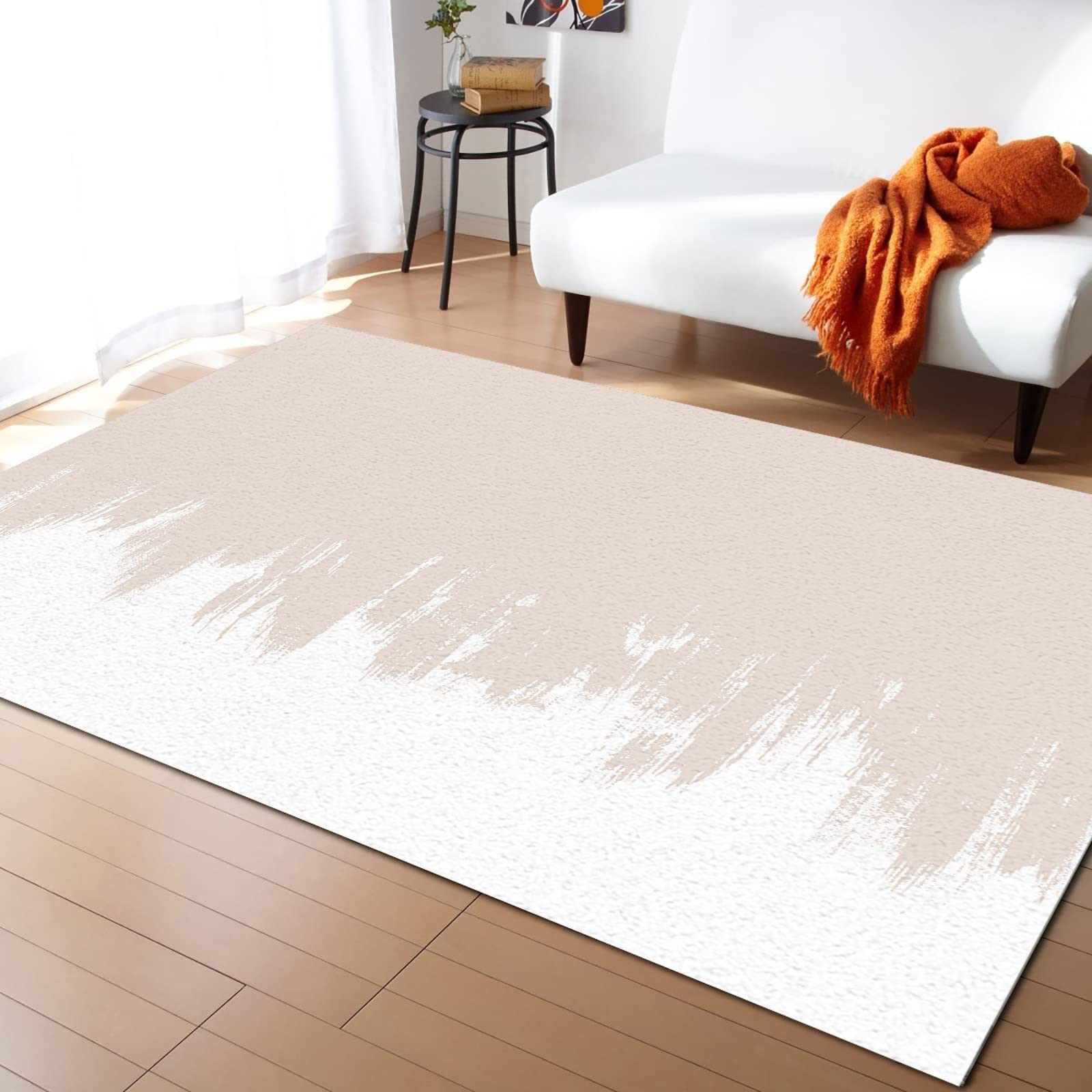 **Pink Rose Gold Area Rug 5x7 ft - Gradient Doodle Art Soft Easy Clean Carpet for Living Room, Bedroom, Dining Table & Home Office - Indoor Outdoor Decorative Floor Mat for Boho, Modern & Minimalist Decor**