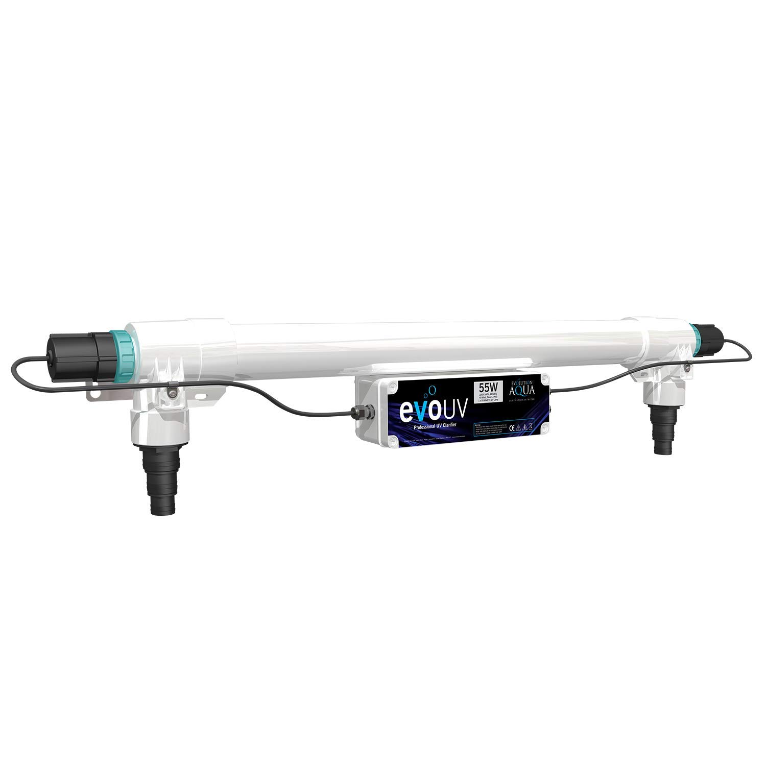 Evolution Aqua EVO 55 Watt UV Clarifier/Sterilizer for Ponds & Aquariums - Water Purification System for Algae Control & Fish Health