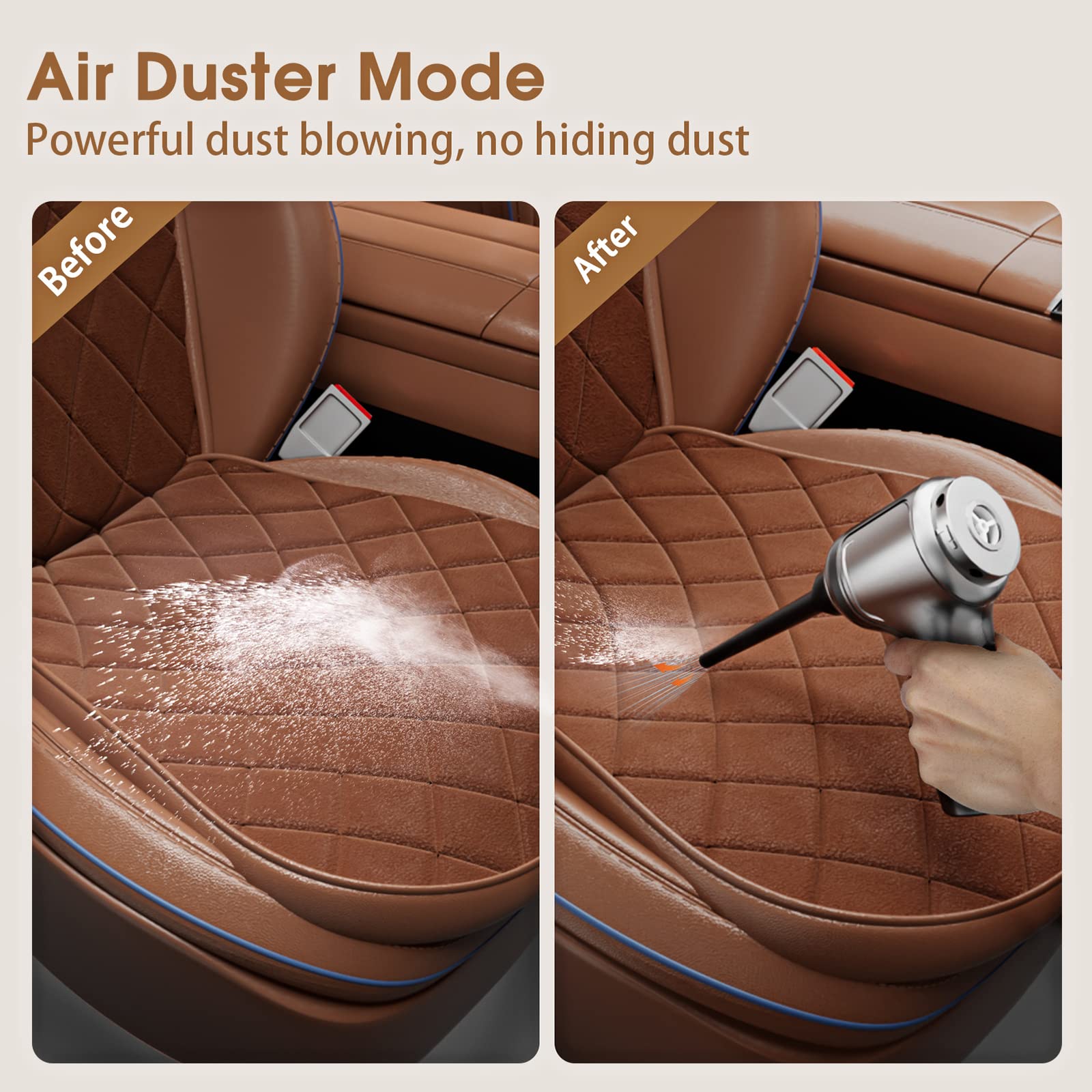 High Power Mini Car Vacuum Cleaner - 3 in 1 Handheld Portable Vacuum with 3 Washable Filters & Strong Suction | Perfect for Car Detailing, Home Cleaning, Keyboard Dusting & Office Maintenance