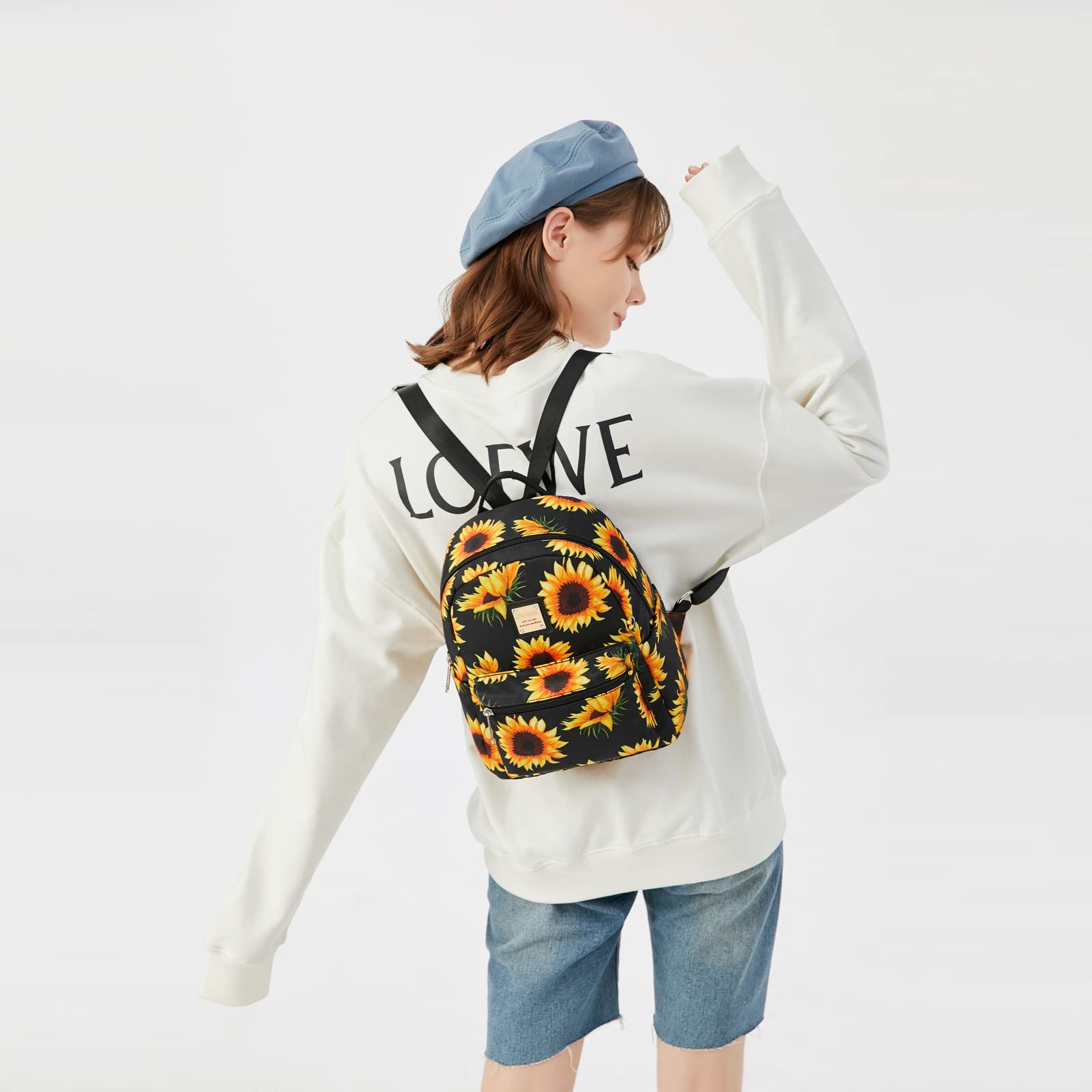 Cusangel Women's Mini Backpack Purse - Small Fashion Shoulder Bag with Water Bottle Pockets, Sunflower Design Backpack for Women & Girls | Perfect for Birthday, Mother's Day Gifts, Travel, School & Daily Use