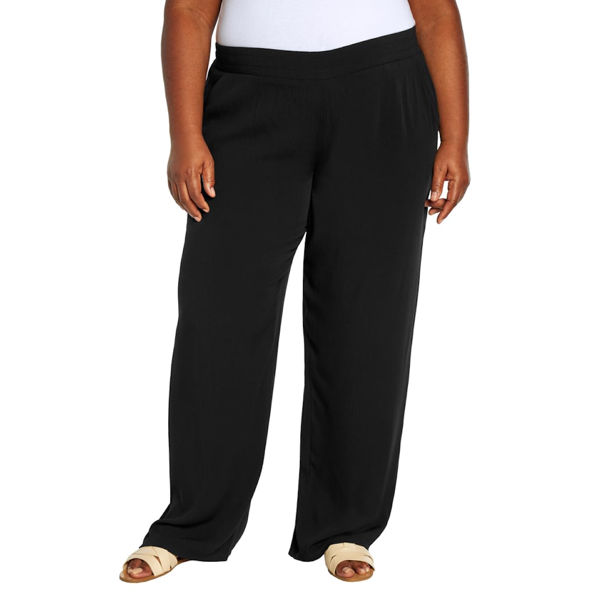 Women's Elastic Pull-On Pants with Pockets - Comfortable Casual Wear