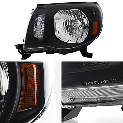 AKKON Black Headlights & Dark Red Smoked LED Tail Lights Brake Lamps Pair for 2005-2011 Toyota Tacoma Pickup Truck - Upgrade Your Truck's Style & Night Visibility for Off-Roading and Daily Commuting
