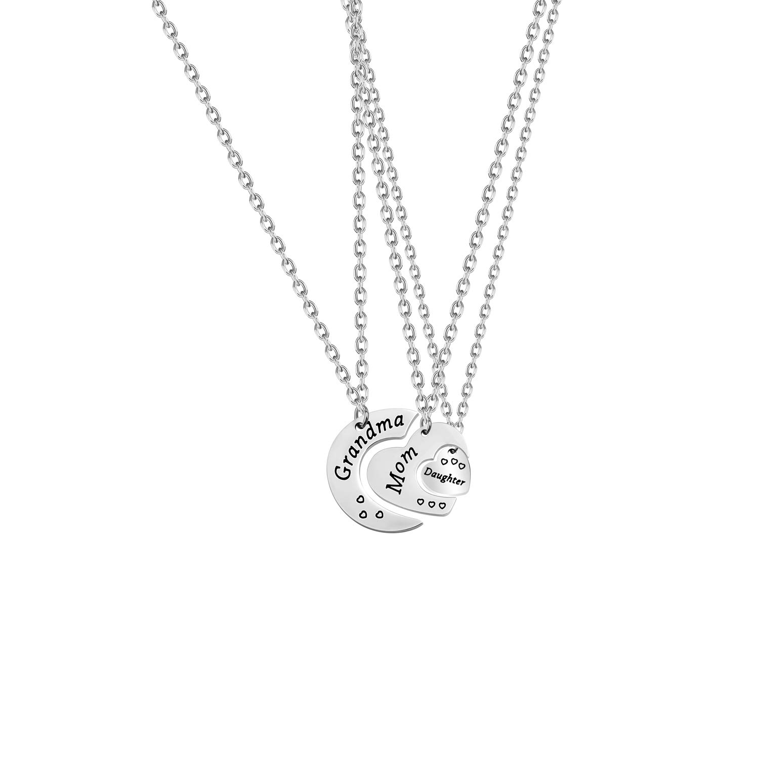 BNQL Generations Necklace Set - Sterling Silver Grandmother Mother Daughter Pendant Jewelry Gift for Mom, Grandma | Perfect for Family Reunions, Mother's Day & Birthday Celebrations