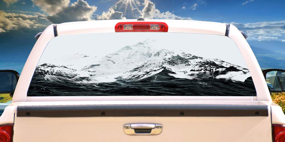 SignMission Mountain Waves Rear Window Vinyl Decal - HD Graphics, Professional Grade Material, Universal Fit for Full Size Trucks | Weatherproof & Car Wash Safe | Made in USA | Perfect for Off-Road Adventures & Custom Truck Styling