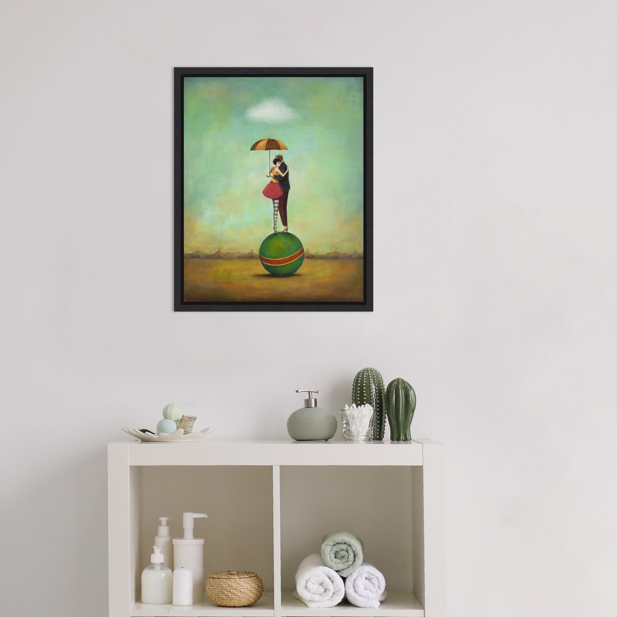 Amanti Art Framed Canvas Wall Art - 20x16 Circus Romance by Duy Huynh, Modern Home Decor for Living Room, Bedroom, Bathroom & Kitchen | Entertainment Artwork, Small Poster Painting | Perfect for Gifts & Wall Decoration
