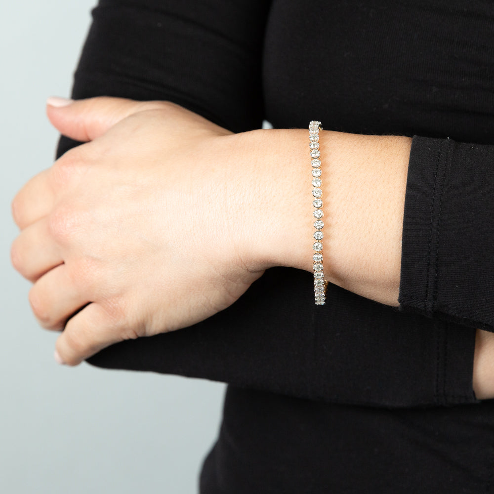 14K Yellow Gold 3.80 Carat Diamond Tennis Bracelet with 46 Brilliant Cut Diamonds - 17.5cm Adjustable Length - Perfect for Weddings, Anniversaries & Special Occasions