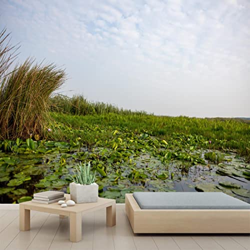 3D Lily Pads PVC Self-Adhesive Wallpaper - Peel and Stick Wall Mural for Bedroom & Living Room Decor - 110