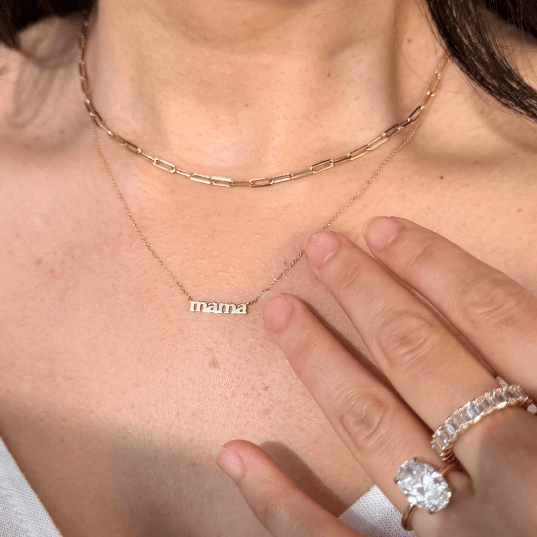 14k Solid Yellow Gold Mama Necklace - Elegant & Durable Mother's Jewelry Gift for Women - Perfect for Mother's Day, Birthday & Anniversary Celebrations