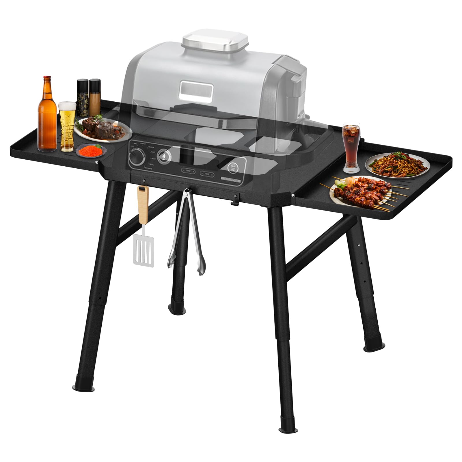Universal Grill Table Stand for Ninja OG & OO Series, Woodfire & Pizza Oven - Outdoor Cooking Side Table with Utensil Holder | Perfect for Backyard BBQs, Camping & Patio Parties