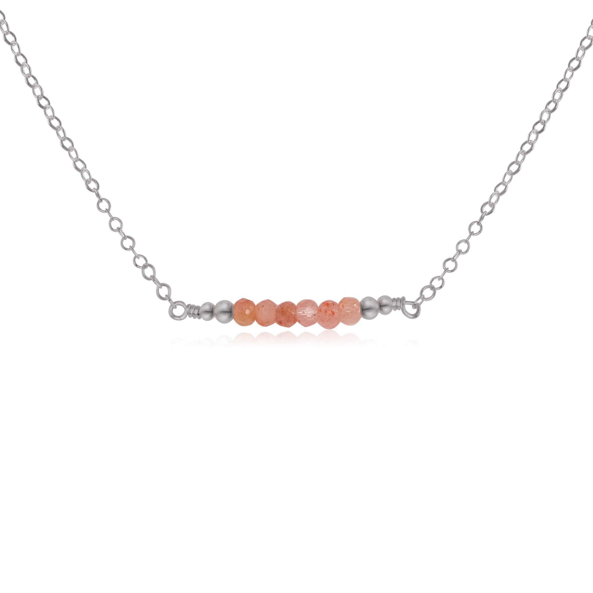 Sparkling Orange Sunstone Faceted Bead Bar Necklace - Handmade Gemstone Jewelry for Women, Elegant Boho Necklace for Everyday Wear & Special Occasions