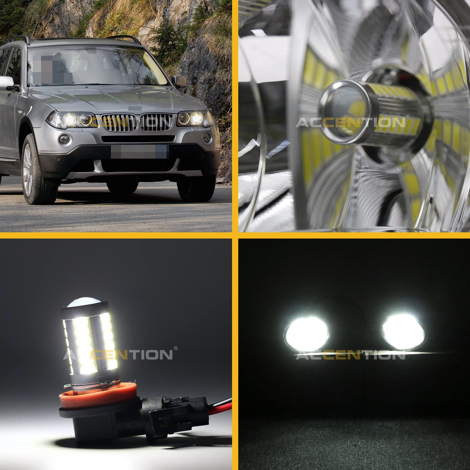 2Pcs LED Fog Lights for BMW E83 X3 2007-2010 Models - Bright White Front Fog Lamps for Enhanced Visibility & Style - Perfect for Night Driving and Bad Weather Conditions
