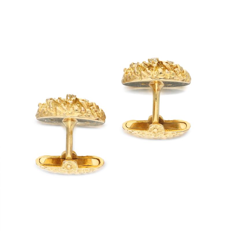 0.35 Carat Round Brilliant Cut H VS1 Diamond 14K Yellow Gold Cufflinks for Men - Luxury Wedding, Prom & Formal Event Accessories