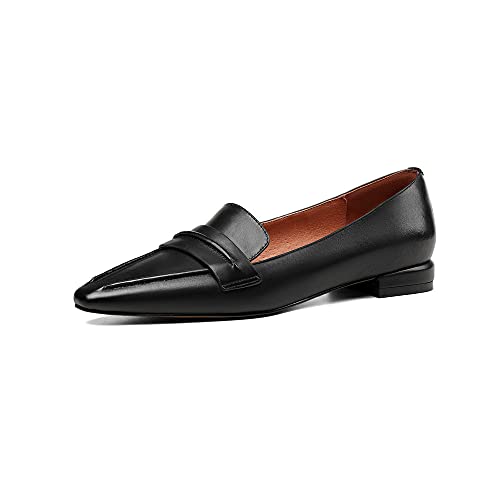 TinaCus Women's Genuine Leather Pointed Toe Slip-On Flats - Handmade Comfortable Casual Shoes for Work, Office & Everyday Wear