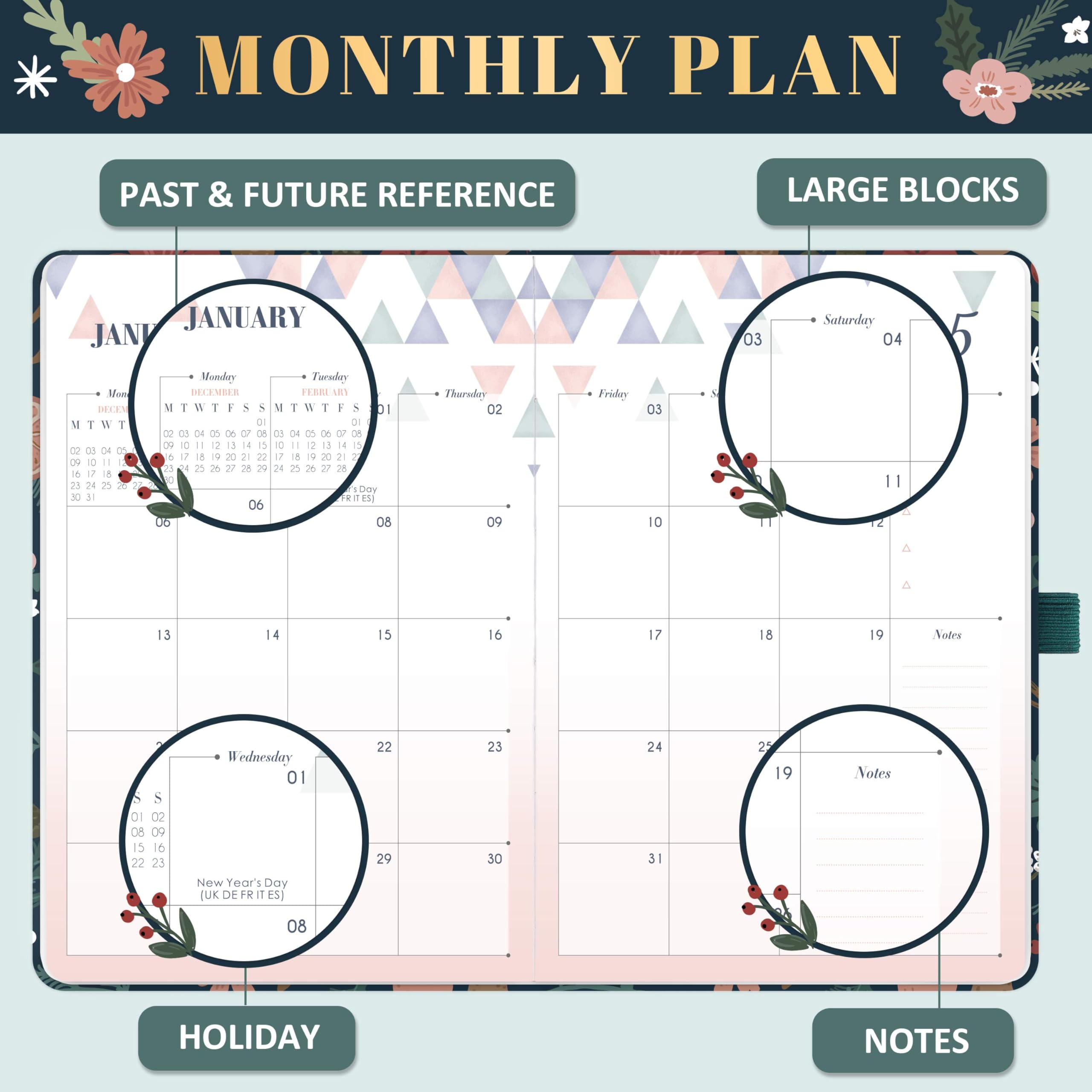 2025 A5 Planner - Weekly & Monthly View Diary for Work, Study, Notes & Mission Board | Smooth Hardcover with Elastic Closure | Perfect for Office, School & Personal Organization (A5 Size)